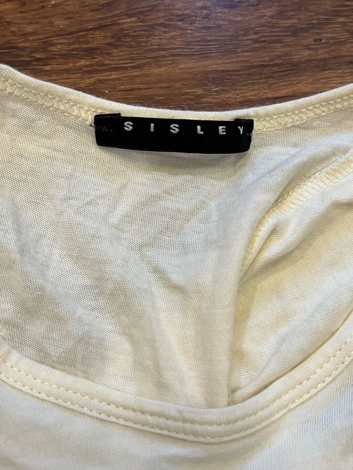 Débardeur jaune pale imprimé fleur taille 7-8 ans sisley - photo numéro 2