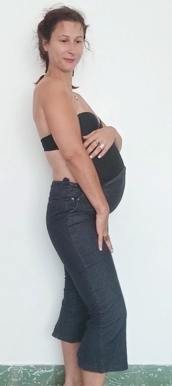 Pantacourt jeans de maternité/ grossesse