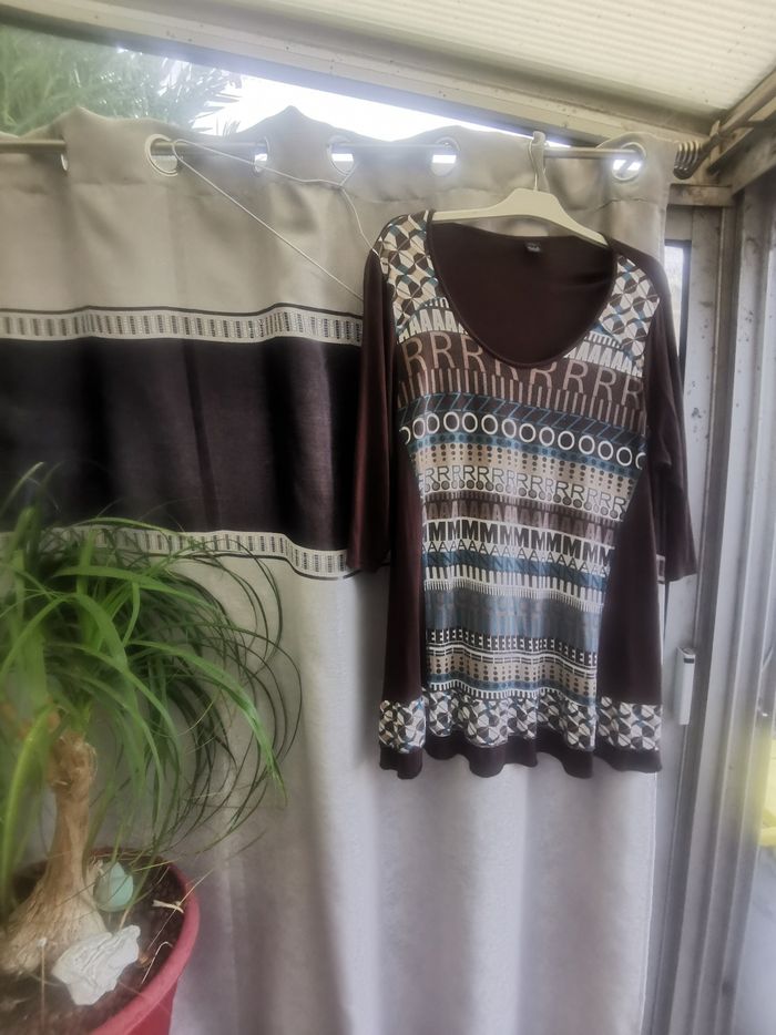 Jolie tunique M et S XXL chocolat /turquoise - photo numéro 8