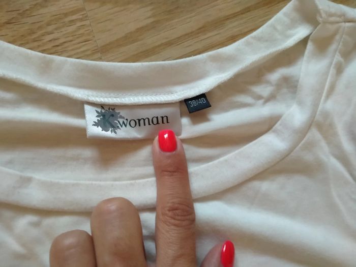 Haut blanc . Coeur oiseau. Femme. K.woman. taille 38 - photo numéro 7
