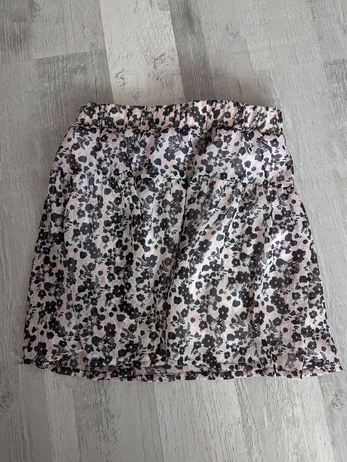Jupe fille fluide Lulu Castagnette 8 ans motif fleurs noir et rose - photo numéro 3