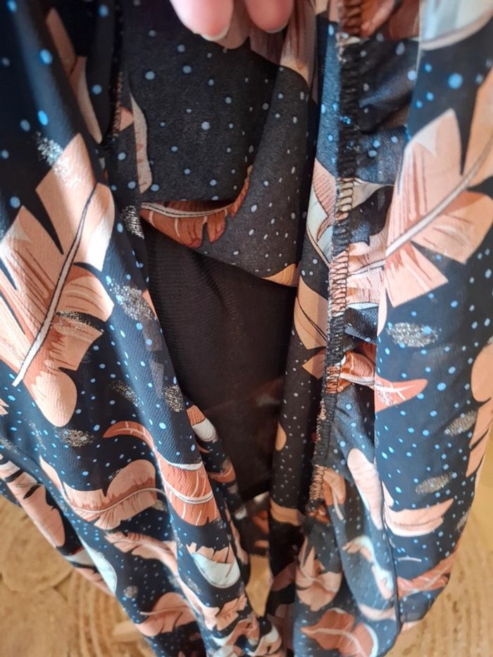 Robe longue noire asymétrique à motifs Papillone taille S 36 - photo numéro 8