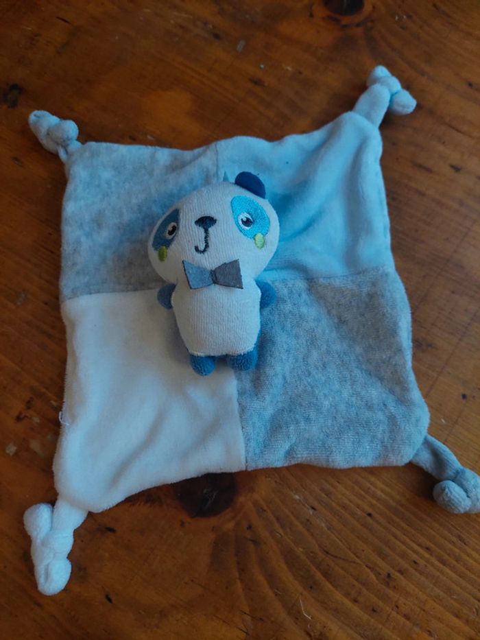 Doudou plat en velours panda Mots d'enfants - photo numéro 3