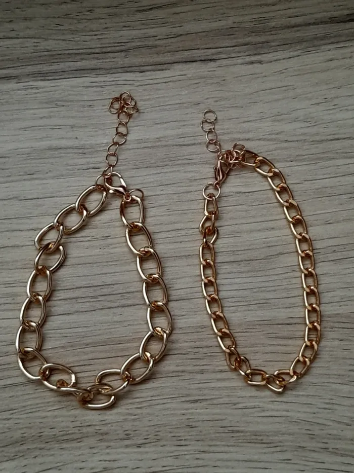 Lot de 2 Bracelets maillons de chaîne, doré - photo numéro 1