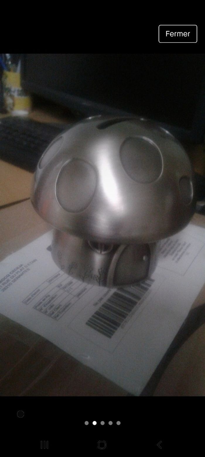 Tirelire champignon argenté fer blanc métal de qualité - photo numéro 2