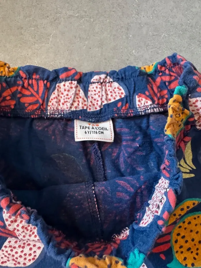 Short souple - TAO - Ananas, Pastèque, Grenades, Feuilles - Bleu marine - 6ans - photo numéro 2