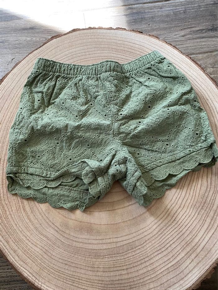 Short kaki en dentelle fille 18 mois