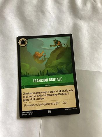 carte disney ravensburger lorcana FR trahison brutale action 100/204.FR.1  Non foil première édition