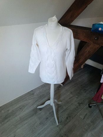 Pull blanc à torsades 42