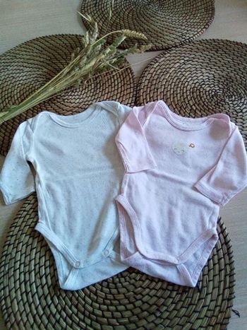 Lot 2 bodies manches longues Tex 3 mois