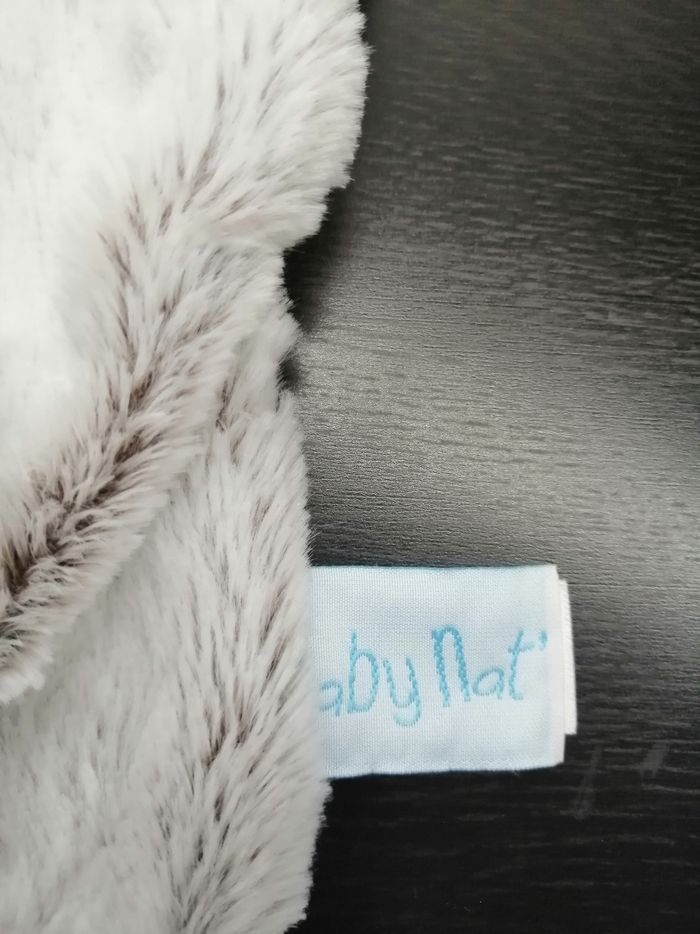 DOUDOU PLAT BABY NAT' OURS FLOCONS beige marron chiné blanc carré - photo numéro 4
