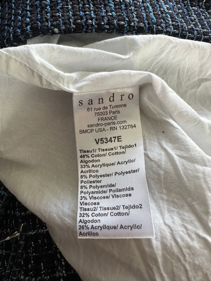 Veste en tweed bleue marine Sandro T36 S - photo numéro 7