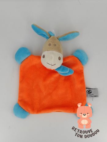 Doudou plat Ane Poney orange CP International