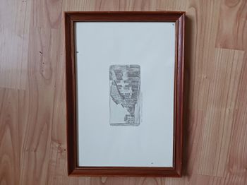 Tableau cadre bois marron clair gravure Parma Casa natale di Toscanini e piazza Serventi24 x 34 cm