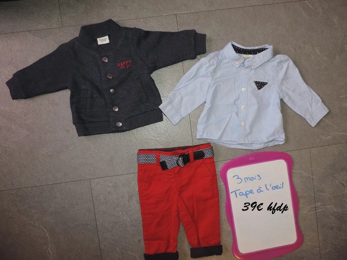 magnifique ensemble tape à l'oeil porté 1 fois taille 3 mois