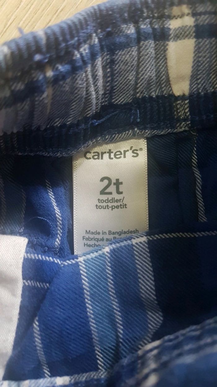 Short bermuda cargo Garçon poches carreaux bleu carter's 2 ans - photo numéro 2