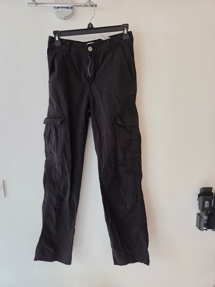 Jean cargo noir oversize