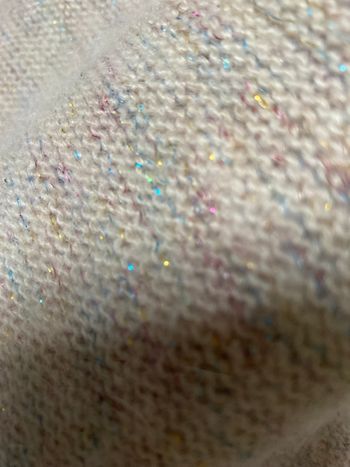 Superbe pull laine angora beige chiné pastels pailleté 36/38 Gold & Silver