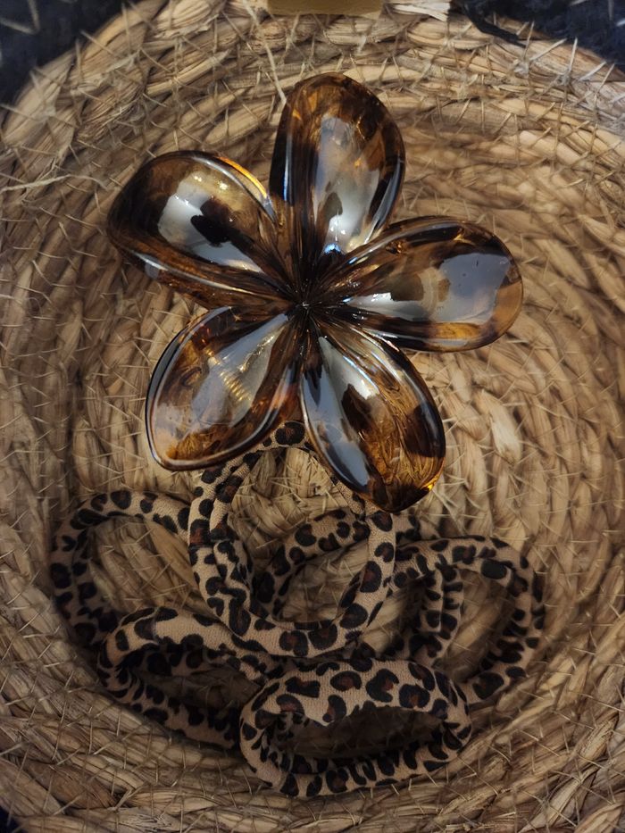 Lot barette chouchou leopard