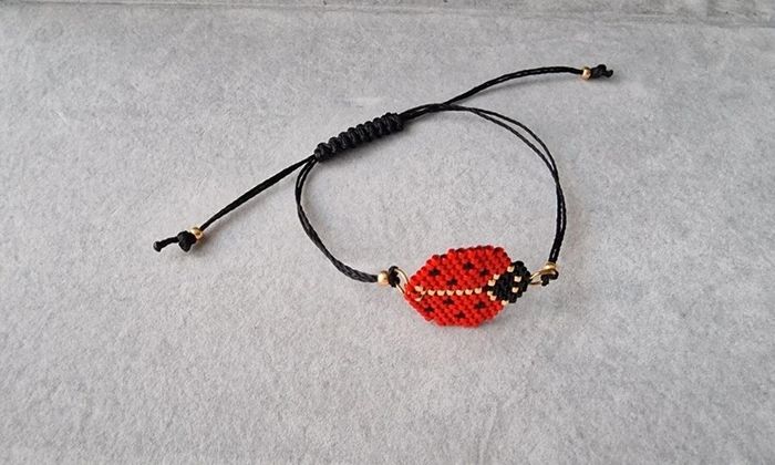 Bracelet Coccinelle tissé, taille réglable - photo numéro 4