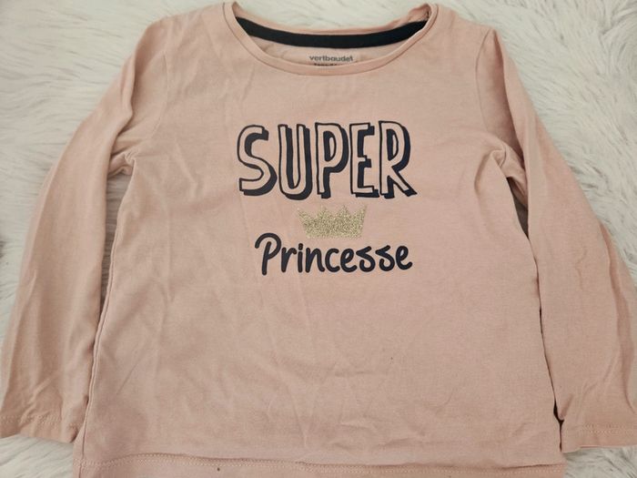 👕 T-shirt rose Verbaudet 24 mois – Super Princesse 👑 - photo numéro 2