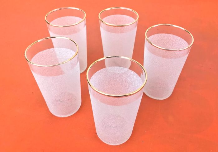 Années 1960 5 verres à orangeade "Grappe d' or" - photo numéro 2