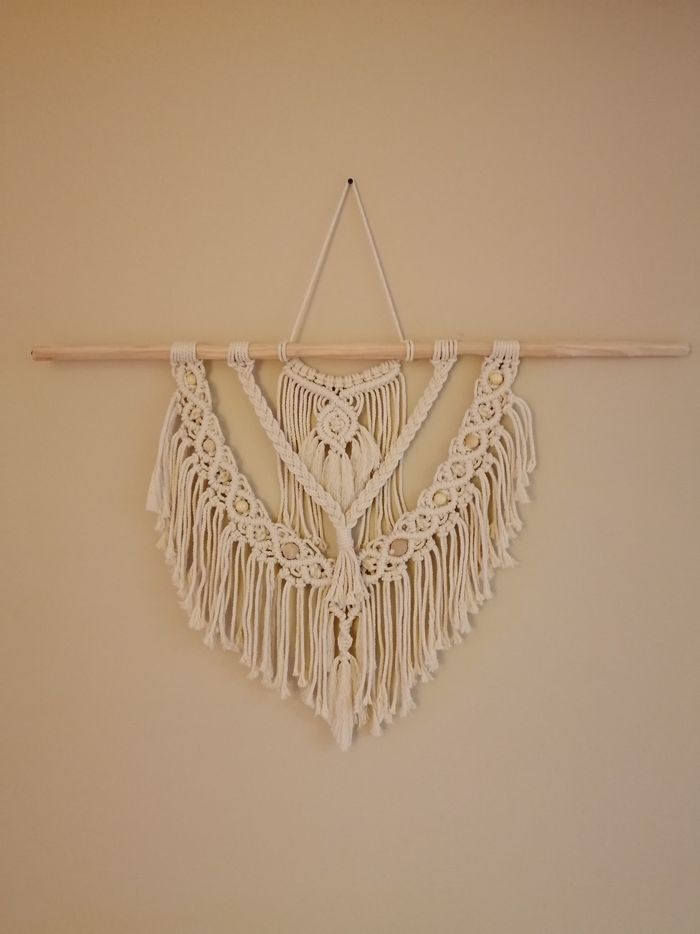 Macramé mural perlé nature - photo numéro 2