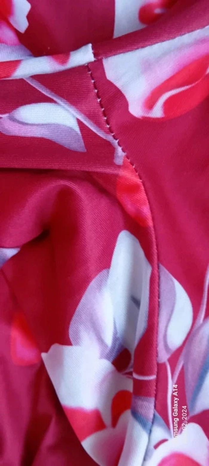 Robe très longue viscose motif roses bordeaux femme L - photo numéro 13