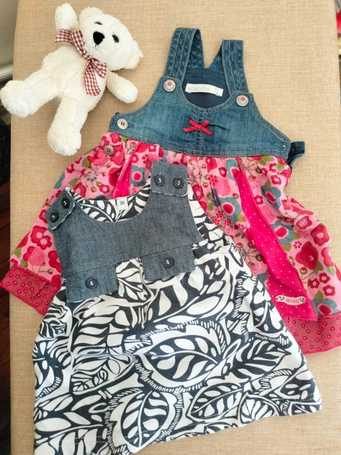 Lot deux robes d'été en jeans et fantaisie