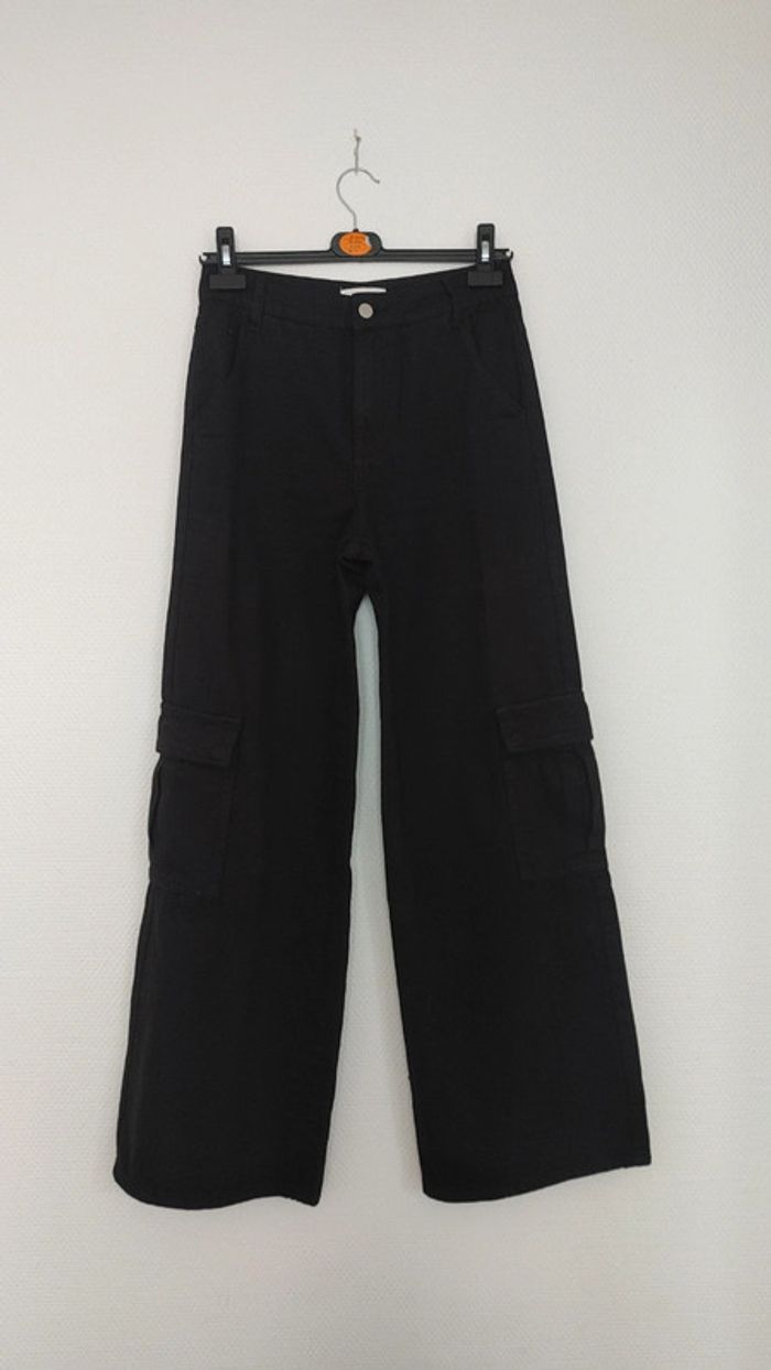 Pantalon cargo taille haute noir jean - photo numéro 3