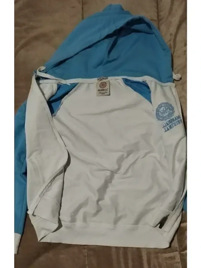 Gilet zippée à capuche Marshall Blanc et bleu azur garçon 12 ans - photo numéro 10