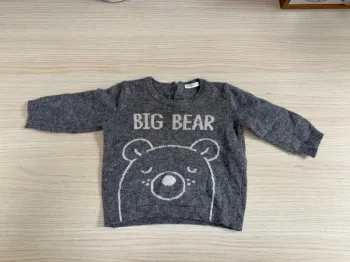 Pull gris big bear Benetton taille 3-6 mois