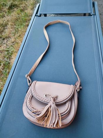 Sac bandoulière beige/mauve Aquarelle