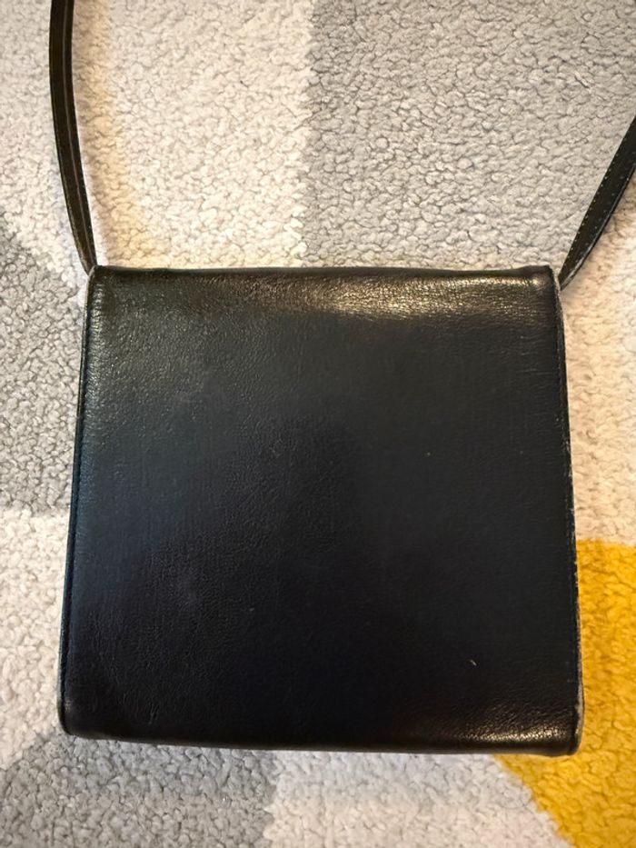 Pochette à bandoulière en cuir vintage Pourchet - photo numéro 4