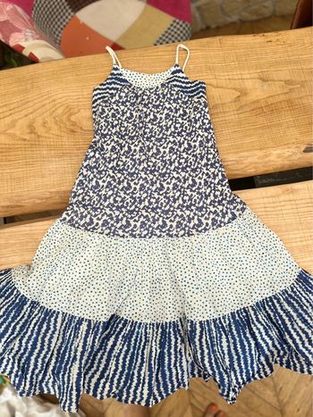 Robe catimini 10 ans bleu longue été blanche à bretelles