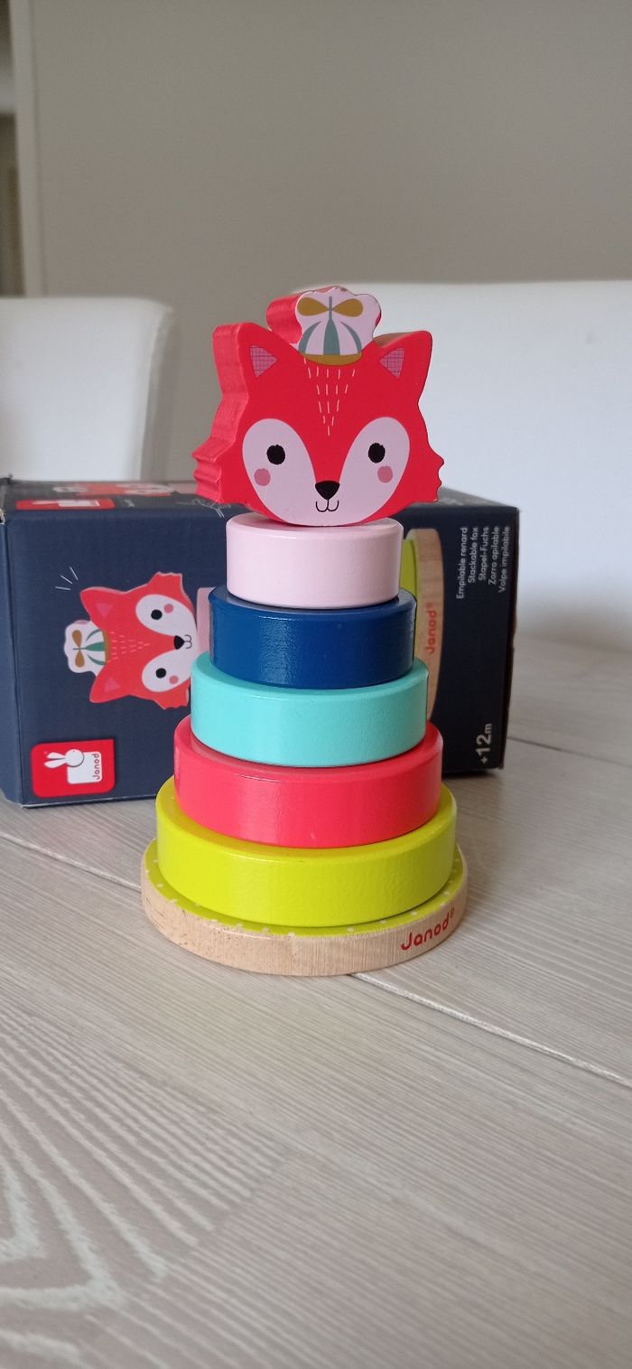 Tour en bois empilable renard baby forest