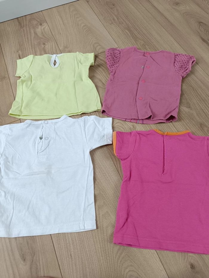 Lot 4 t shirts manches courtes 6 mois fille - photo numéro 2
