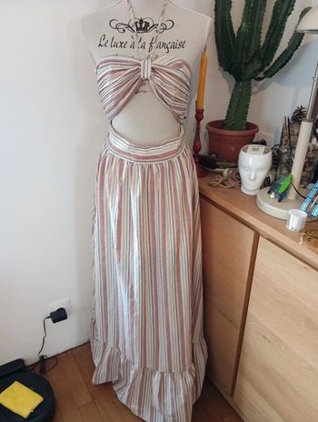 Magnifique Robe longue à rayures taille 38 handmade/fait main