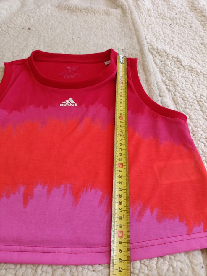 Débardeur crop top Adidas Primegreen rouge/rose Aeroready sport vintage - photo numéro 6
