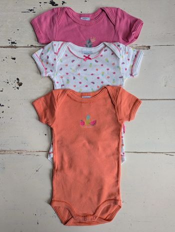 Lot de 3 bodies Petit Bateau 6 mois  🦜