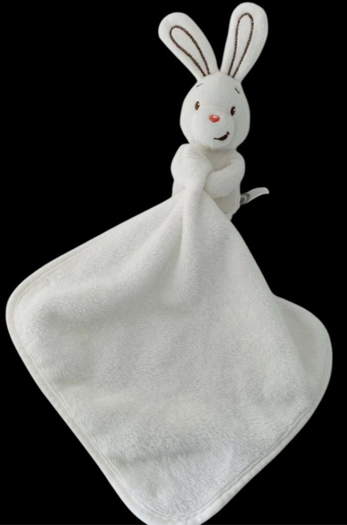❤️B5658 doudou Plat Mouchoir peluche lapin Blanc  AUCHAN