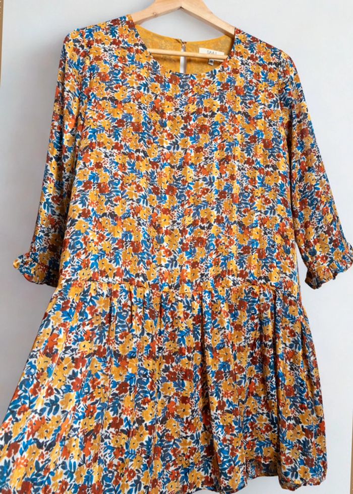 Robe fleurie jaune SAAJ Paris Taille 36 - photo numéro 3