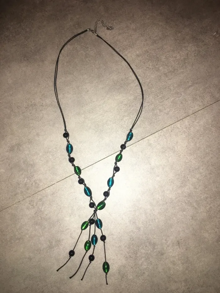 Collier vintage verre coloré - photo numéro 7