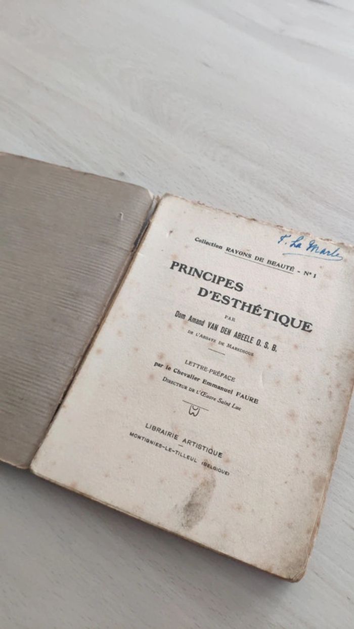 Livre 1920 principes d'esthétique collection rayon de beauté 1 Van den Abeele artistique art - photo numéro 2