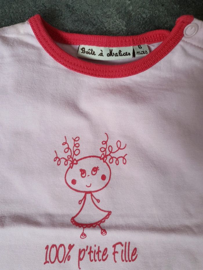 Lot 3 t-shirts bébé fille 6 mois peu porté - photo numéro 6
