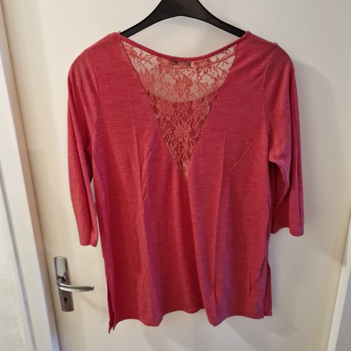 L  tee-shirt manches 3/4 dos dentelle - photo numéro 3