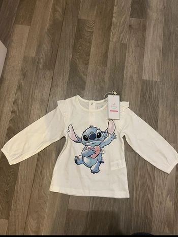 Tee shirt manche longue léger stitch Disney taille 18 mois neuf