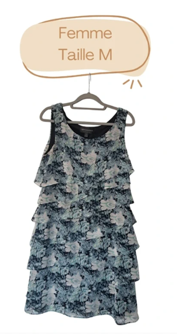 Robe bleu gris fleur - Taille M
