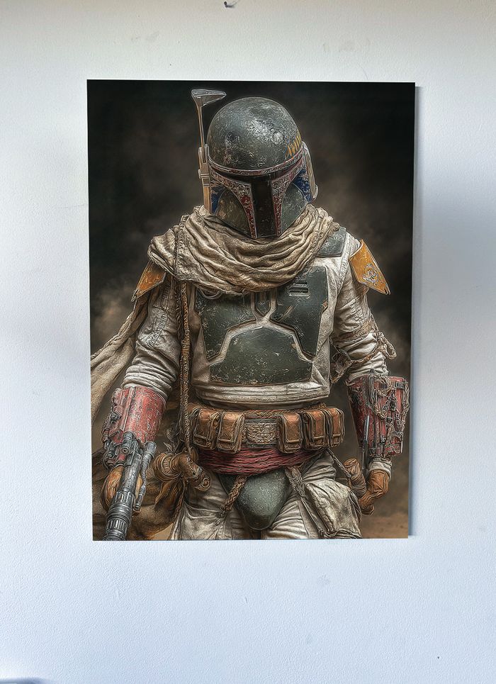 Poster métallique 30cm x 42cm Boba Starwars + aimant mural fourni.