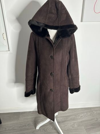 Manteau patchwork fausse fourrure marron T36 S